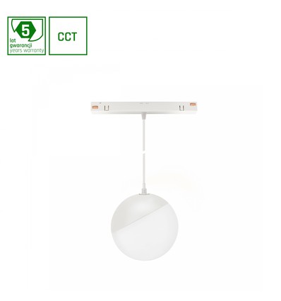 5W dimbar SHIFT Smart Globe P hengende kule skinne-lys Ø100 - 165°, CCT, hvit, 81.5cm kabel, Zigbee