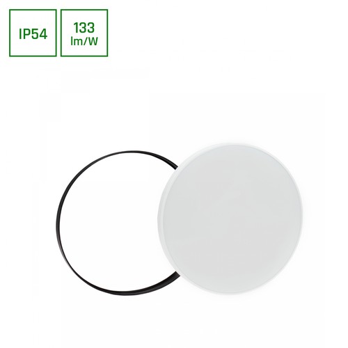 40W nøytral hvit 230V 115° IP54 Ø485x70 hvit/svart rund med sensor