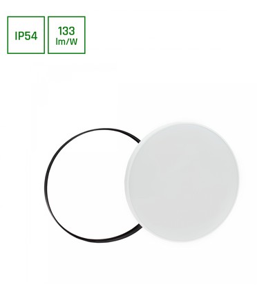 40W LED taklampe med sensor - Ø48,5cm, 133lm/W, IP54, sort/hvit kant, varm hvit