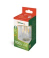 E27 8,5W LED pære - A60, filament, klart glass, 1100lm, varm hvit