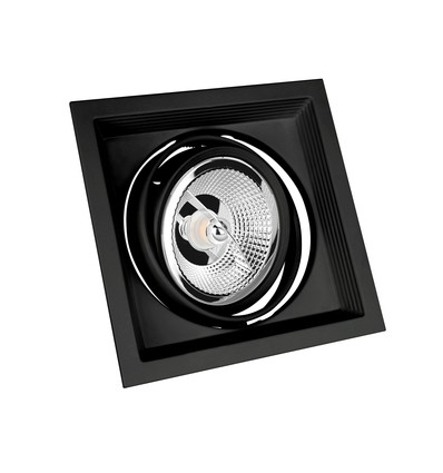 GU10 AR111 innfellingsspot - Firkantet, sort, aluminium, IP20 innendørs, uten lyskilde