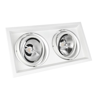 GU10 x2 AR111 MDD MAXI DUE innfellingsspot - Hvit, aluminium, 186x336 mm, uten lyskilde