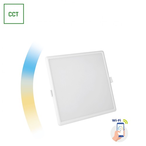 Algine 22W Smart CCT+dimbart LED-innfelt panel - Firkantet, Wi-Fi