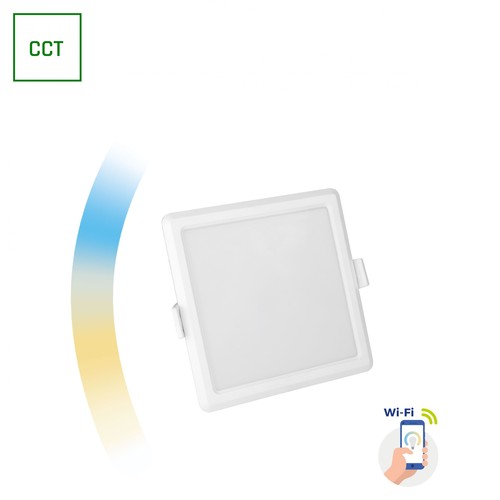 Algine 6W Smart Home LED downlight panel - CCT, dimbar, Wi-Fi, kvadratisk, 112x112 mm