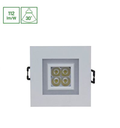 Fiale 4LED 4x1W 30° 230V - Firkantet, Varm hvit LED spot, med varm hvit ramme