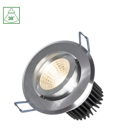 Fiale II LED spot 6W, COB 38°, 230V, kald hvit, børstet aluminium ring