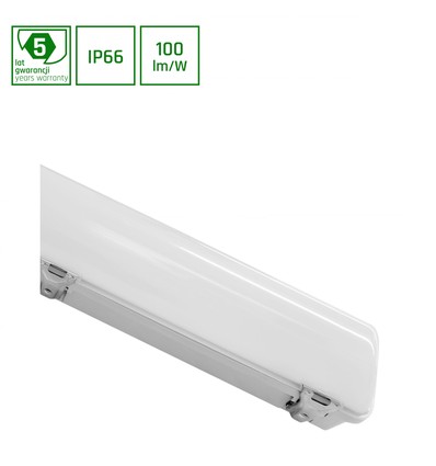 60cm 24W Limea LED armatur - IP65, 2400lm, 4000K, transparent deksel, garasje/verksted