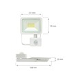 20W lyskaster med sensor - IP44, varmhvit, hvit, med sensor