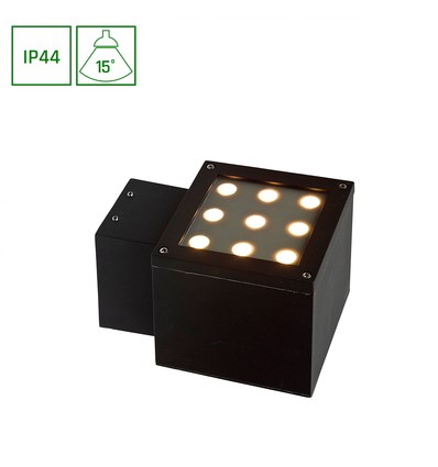 9W Torre vegglampe - 15 grader, IP44, kald hvit, 810lm, inkl. lyskilde