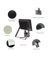 30W LED lyskaster med sensor - 6000K (Kald hvit), sort