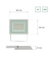 50W lyskaster - IP65, hvit, arbeidslampe, varmhvit, 18x14x2.7cm