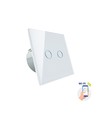 Smart 2-sone WiFi bryter - 2x1000W, hvitt glass, fungerer med Google Home/Alexa, IP20 innendørs
