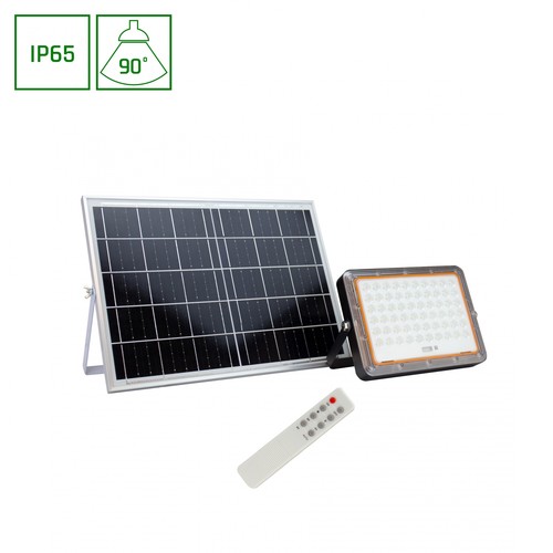200W Solara solar LED lyskaster, 3.2V - 2000lm, IP65, sort, inkl. solcellepanel, utendørs