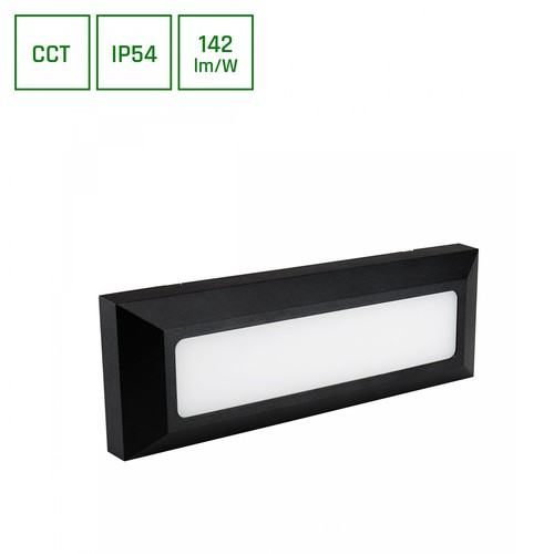 6W Encanta CCT LED fasadelampe - 142lm/W, IP54, sort, 3-i-1 CCT, utendørs vegglampe