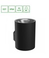 9W Torre vegglampe - IP54 utendørs, rund, CCT, 3 lysfarger, sort, inkl. lyskilde