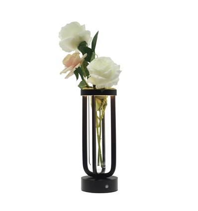 Outlet: Blomstervase med LED lys Innendørs/utendørs - Svart, dimbar, IP54 utendørs