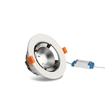 10W Ø14cm Downlight - Hull: Ø13 cm, Mål: Ø14 cm, 800lm, Justerbar vinkel