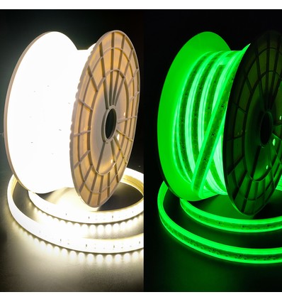 15m Selvlysende arbeidslys 230V LED stripe - IP67, 180 LED/m, 11W/m, 1000 lm/m, 4000K