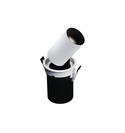 Ind Ude - Modell S - Nedsenket Downlight, Justerbar Forlengelse og Retning uten Lyskilde 6W 36° 72x100 mm, Hvit