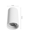 GU10 takmontert spot - Hvit, Ø5,5cm, høyde 10cm, aluminium, IP20 innendørs, uten lyskilde