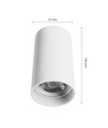 GU10 takmontert spot - Hvit, Ø5,5cm, høyde 10cm, aluminium, IP20 innendørs, uten lyskilde
