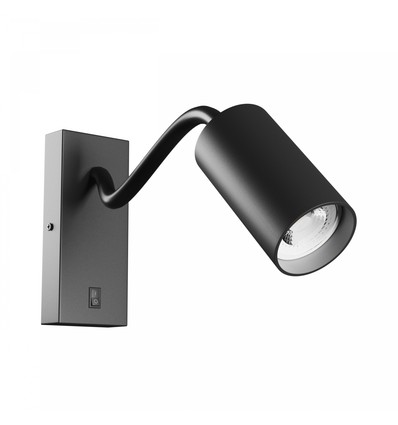 GU10 vegglampe med bryter og flexarm - Sort