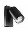 GU10 Vegglampe med bryter - IP20, Ø5,5cm, 5,5x10cm, Sort, Rund, Uten lyskilde