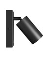 GU10 Vegglampe med bryter - IP20, Ø5,5cm, 5,5x10cm, Sort, Rund, Uten lyskilde