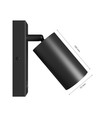 GU10 Vegglampe med bryter - IP20, Ø5,5cm, 5,5x10cm, Sort, Rund, Uten lyskilde