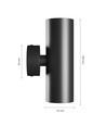 Dobbel GU10 vegglampe - Rund, sort