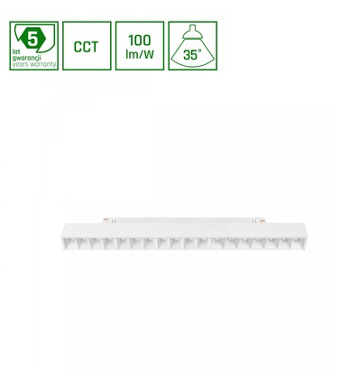 SHIFT CCT- Grid M skinne lys 17W - 330x23x42mm, 40°, hvit, CCT switch