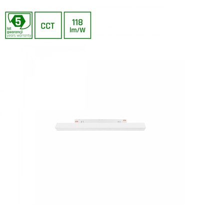 8W magnetisk skinnespot til 48V, CCT - 123lm/W, 48V DC, 30cm lang, sort skinnespot