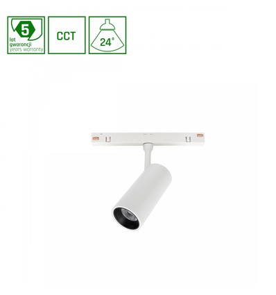 6W SPOT S skinnespot til 48V Shift system, RA90 - 48V, CCT, 24 grader, hvit, 5 års garanti