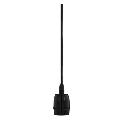 Outlet: EGLO PORSELENSOPPHENG E27 med 3 meter tekstilledning i sort