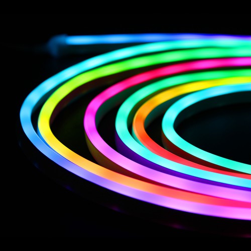 250cm RGBIC Neon Flex komplett sett - 7x15 neonflex, Bluetooth app, fjernkontroll, inkl. monteringklips, USB