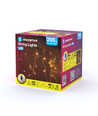 10m LED varm hvit lyskjede - 200 LED, 10x0,4m, 50 rekker, 8 lysprogrammer, IP44, transparent ledning