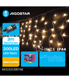 10m LED varm hvit lyskjede - 200 LED, 10x0,4m, 50 rekker, 8 lysprogrammer, IP44, transparent ledning