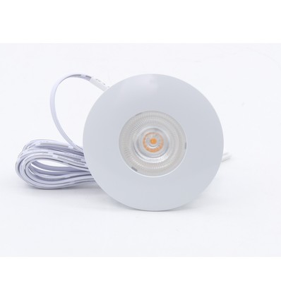 2,5W Ø6,8cm Cabi68 møbelspot RA91 - 12V DC, Hull: Ø5,5 cm, Mål: Ø6,8 cm, Matt hvit