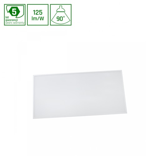 60x120 LED panel, 60W - 125lm/W, UGR19, hvit ramme, 5 års garanti