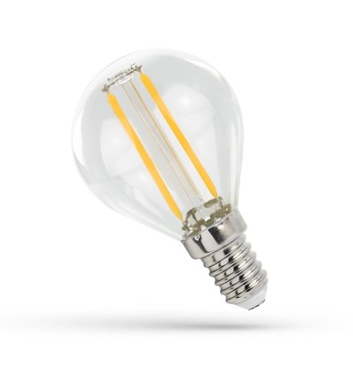 E14 1W LED kronepære - G45, filament, klart glass
