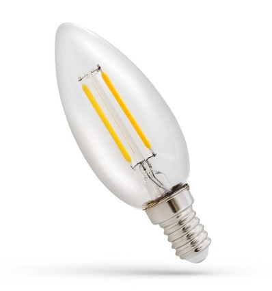 E14 1W LED-kronepære - C35, filament, klart glass
