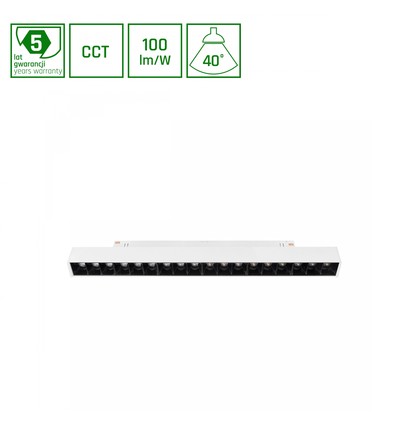 SMART GRID L 17W skinnespot til 48V - CCT, 40 grader, 44cm, sort, dimbar via App/Smart Home