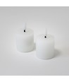 LED Blokklys, 2 stk, flammeeffekt, hvit - 5cm høy, Ø5cm, fungerer med fjernkontroll, ekte stearin