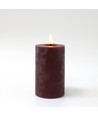 LED blokklys 12,5cm, smelte-look, flammeeffekt - Ø7,5cm, bordeauxrød