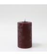 LED blokklys 12,5cm, smelte-look, flammeeffekt - Ø7,5cm, bordeauxrød
