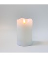 LED Blokklys 12,5cm høy, flammeeffekt, hvit - Ø7,5cm, 12,5cm høy, fungerer med fjernkontroll, timer, ekte stearin