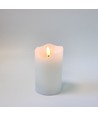 LED Blokklys 12,5cm høy, flammeeffekt, hvit - Ø7,5cm, 12,5cm høy, fungerer med fjernkontroll, timer, ekte stearin