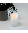 LED Blokklys 12,5cm høy, flammeeffekt, hvit - Ø7,5cm, 12,5cm høy, fungerer med fjernkontroll, timer, ekte stearin