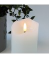 LED Blokklys 15cm høy, flammeeffekt, hvit - Ø7,5cm, 15cm høy, fungerer med fjernkontroll, timer, ekte stearin