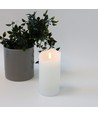 LED Blokklys 15cm høy, flammeeffekt, hvit - Ø7,5cm, 15cm høy, fungerer med fjernkontroll, timer, ekte stearin